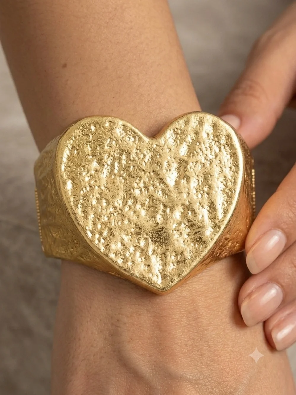 Gold Heart Cuff Bracelet - Women Jewelry